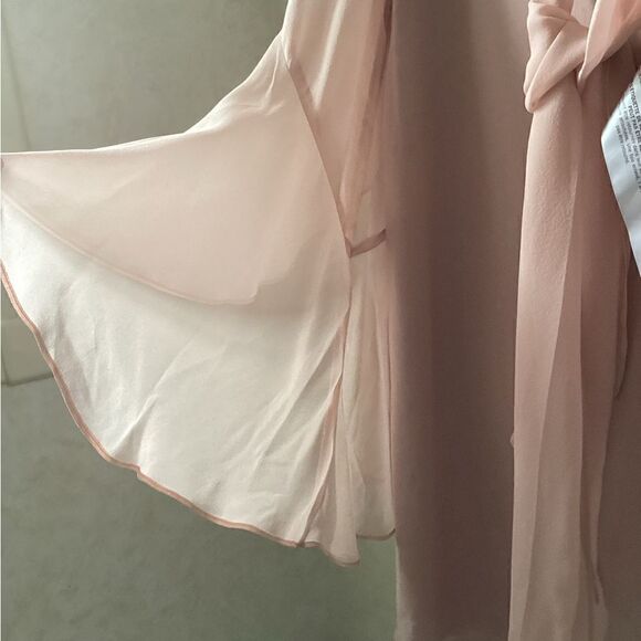 NWOT BCBG S pink silk chiffon dress w flutter sleeves - Picture 7 of 16